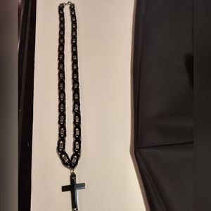 Men's heavy stainless steel cross necklace.